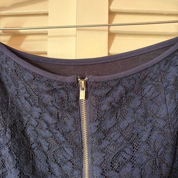 Diane von Furstenberg lace Scotia skirt 12 navy exposed zipper pencil stretchy - Picture 8 of 12